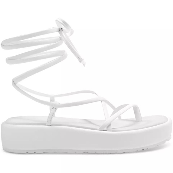 New NIB white flat form ankle tie sandals sz 8m rexile $79 INC - Picture 2 of 4